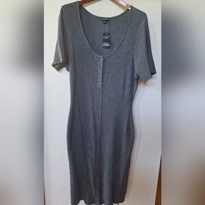 NWT Torrid Midi Rib Knit Snap Front Dress. Charcoal gray. Womens size 3